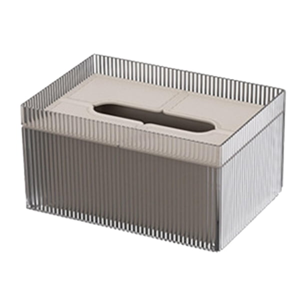 Caja de Pañuelos, Tapa de Papel de Seda, Boca Ancha, Rectangular, Clásica y Moderna, Gris marrón