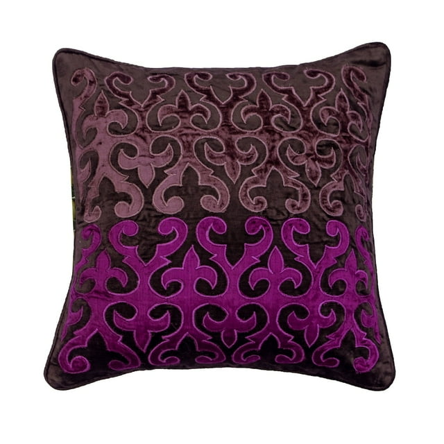 Chair Cushion Cover, Decorative Purple 22"x22" (55x55 cm) Pillow Covers, Velvet Applique Throw Pillow Covers, Abstract Pattern Contemporary Style - Ever Plum