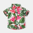 thumbnail image 2 of JAJAHO Boys Girls Hawaiian Shirts For Kids Button Down Tropical Print Short Sleeve Lapel Shirt Casual Summer Beach Vacation Clothes Ages 1-6 Years Soft Tops, 2 of 6