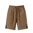 thumbnail image 4 of Linen Shorts for Women Summer Casual High Waisted Wide Leg Shorts for 2026 Comfy Beach Vacation, Bermuda Shorts Women(Khaki,M), 4 of 4