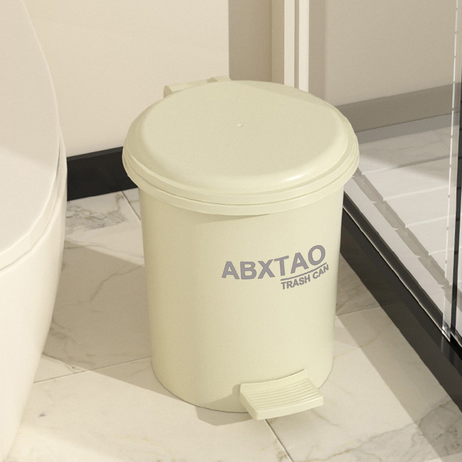 Modern Plastic Foot Pedal Trash Can with Lid | Durable Odor Control Garbage Bin for Kitchen Bathroom Office | Silent Close | Multiple Sizes Available | 1 Pack