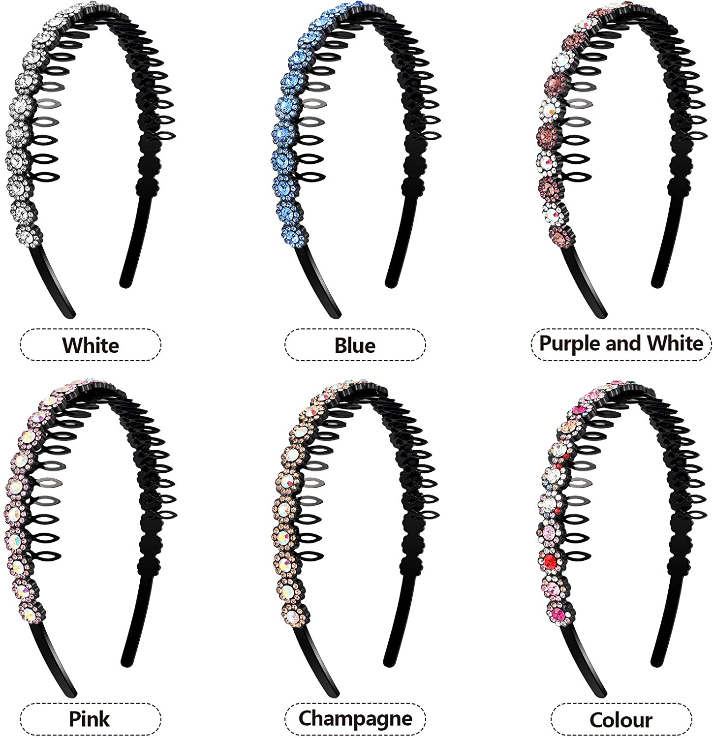 Girls Crystal Bling Lace Elastic Hair Headband - White, One Size, Kids Baby