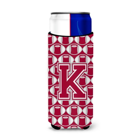 

Carolines Treasures CJ1065-KMUK Letter K Football Crimson grey and white Ultra Beverage Insulators for slim cans Slim