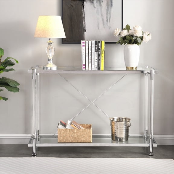 43.31'' Acrylic-Side Sofa Table - Up-to-the-Minute Look & 2-Tier Shelving
