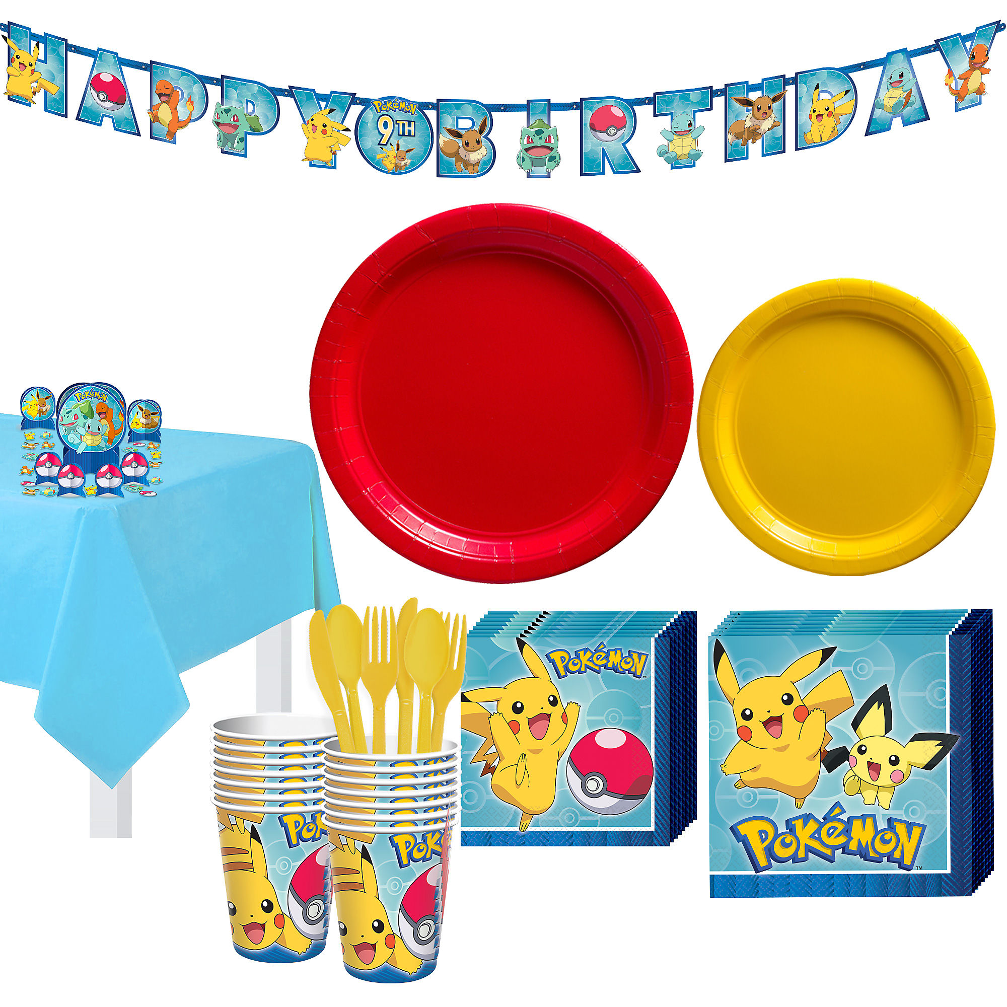 Party City Pokemon Classic Birthday Party Tableware Supplies For 24 Guests Include Plates Napkins And Decorations Walmart Com