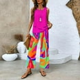 thumbnail image 2 of Enjoytime Two Piece Sets for Women Square Neck Tank Tops with Printed Wide Leg Pants Outfits Summer Travel Casual Plus Size Lounge Set, 2 of 4