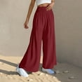 thumbnail image 5 of WQQZJJ Pants for Women with Pockets Elastic Waist Loose High Waist Wide Leg Flared Pants Solid Casual Pants Size S-2XL, 5 of 9