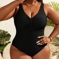 thumbnail image 4 of Antinious Women Plus Size Solid Spaghetti Strap Front Ruched Modest Bikinis Set Beach Swim Wear, 4 of 5