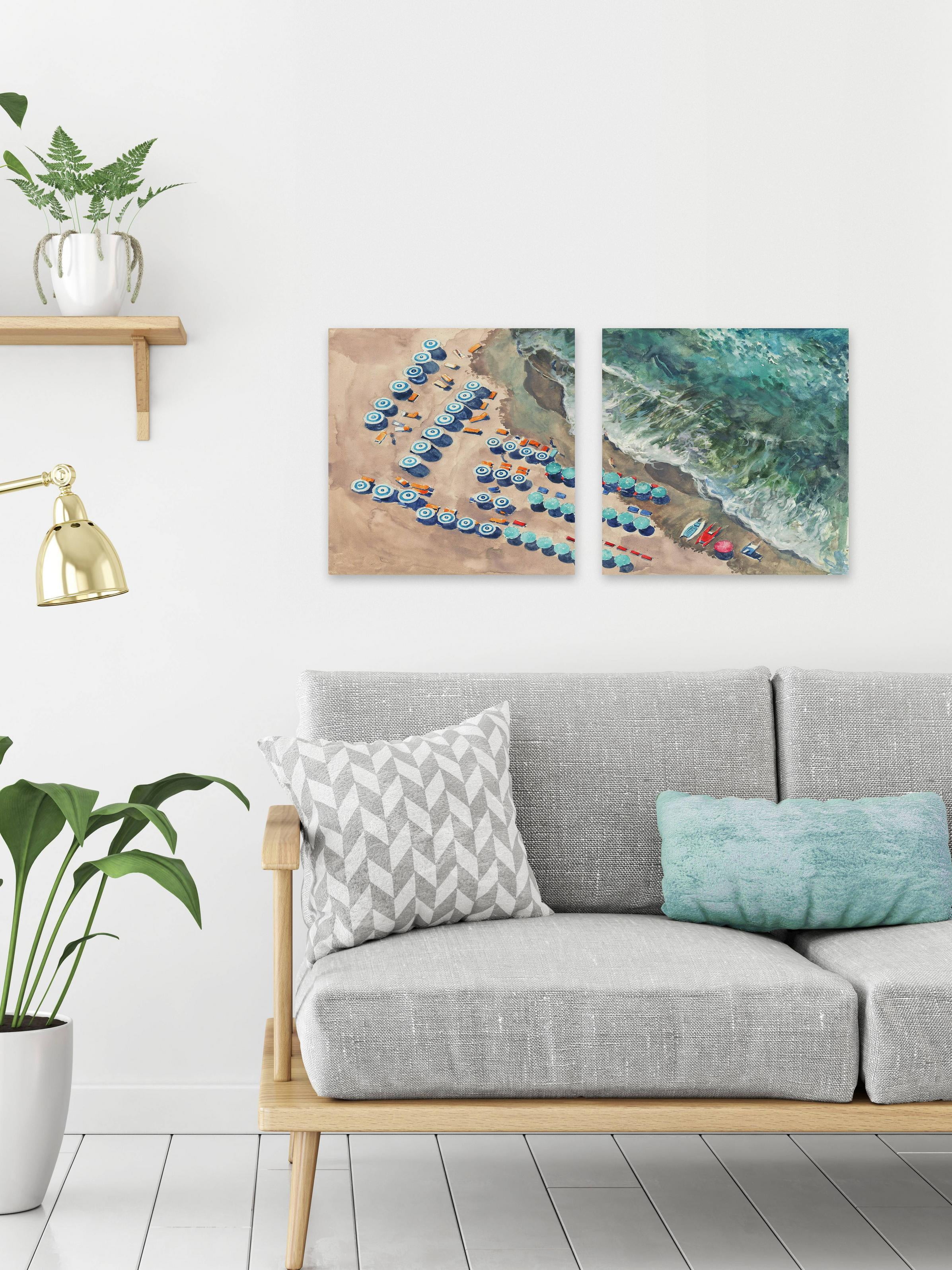 Marmont Hill Blue Beach Umbrellas II Diptych