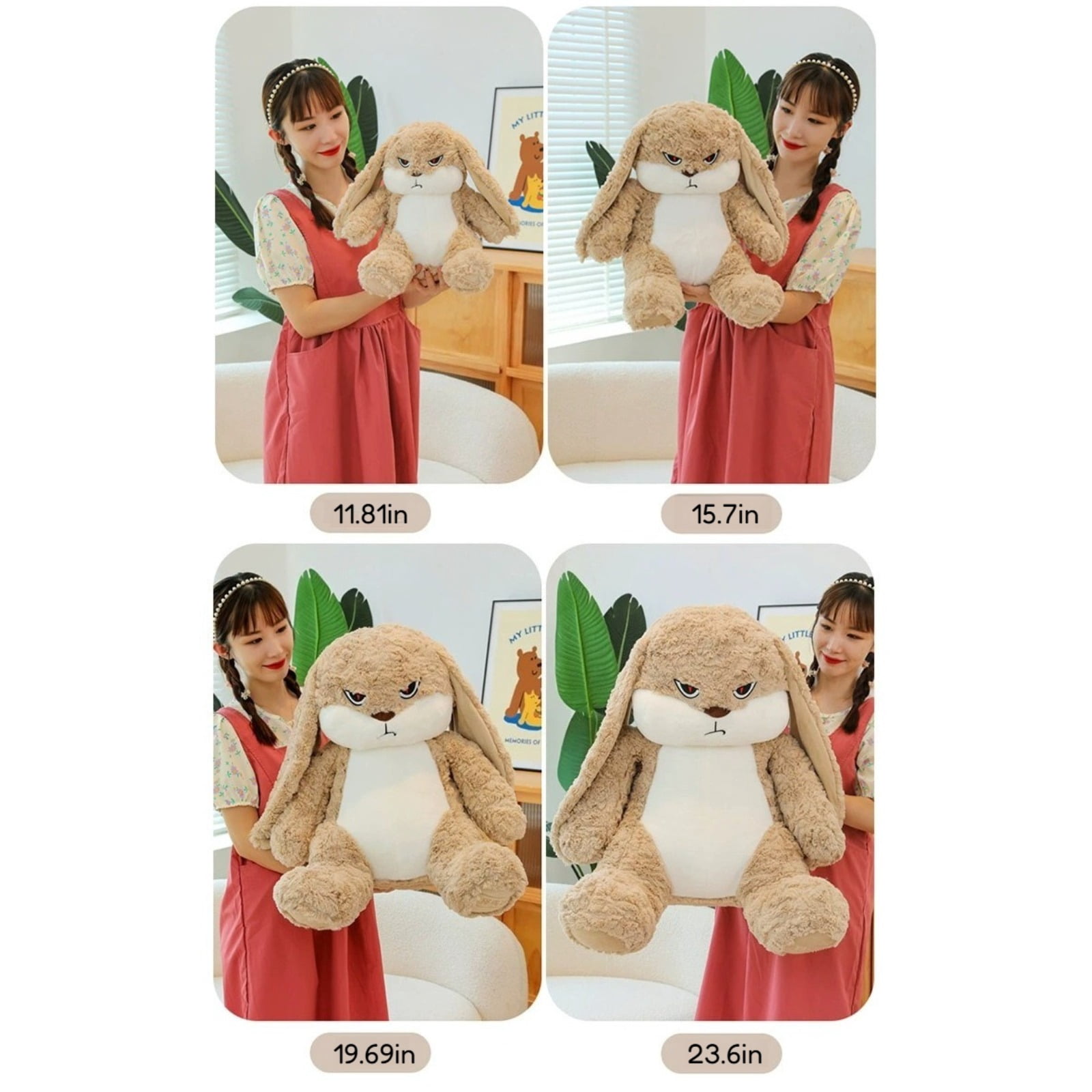 Angry Bunny Plush Toy Cute Soft Stuffed Rabbit Funny Animal Doll Decor Gift
