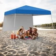 thumbnail image 6 of Costway 10 X 10FT Pop up Canopy Tent with 1 Sidewall, Portable Backpack, 4 Stakes Slant Leg Blue, 6 of 10