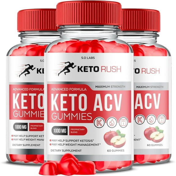 (3 Pack) Keto Rush Keto ACV Gummies - Apple Cider Vinegar Supplement for Weight Loss - Energy & Focus Boosting Dietary Supplements for Weight Management & Metabolism - Fat Burn - 180 Gummies