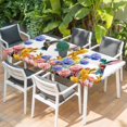 thumbnail image 2 of Hummingbirds Table Cloths for 5 Foot Rectangle Tables, Spring Summer Watercolor Flowers Plant Patio Waterproof Elastic Fitted Tablecloths, Washable Rectangular Table Cover for Camping, 2 of 8