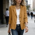 thumbnail image 5 of FAHUOMU Women's Blazer Tops Long Sleeve Collared Cotton Linen Summer Jackets Solid Color Lightweight Breathable Casual Outwear, 5 of 9