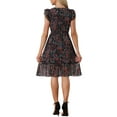 thumbnail image 3 of INSPIRE CHIC Vestido de Mujer Floral con Mangas de Volante en V, Ropa Casual con Volantes, Negro Rojo L, 3 of 6