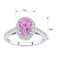 thumbnail image 5 of SuperJeweler 1 Carat Oval Shape Created Pink Sapphire and Halo Diamond Ring In Sterling Silver For Women, 5 of 5