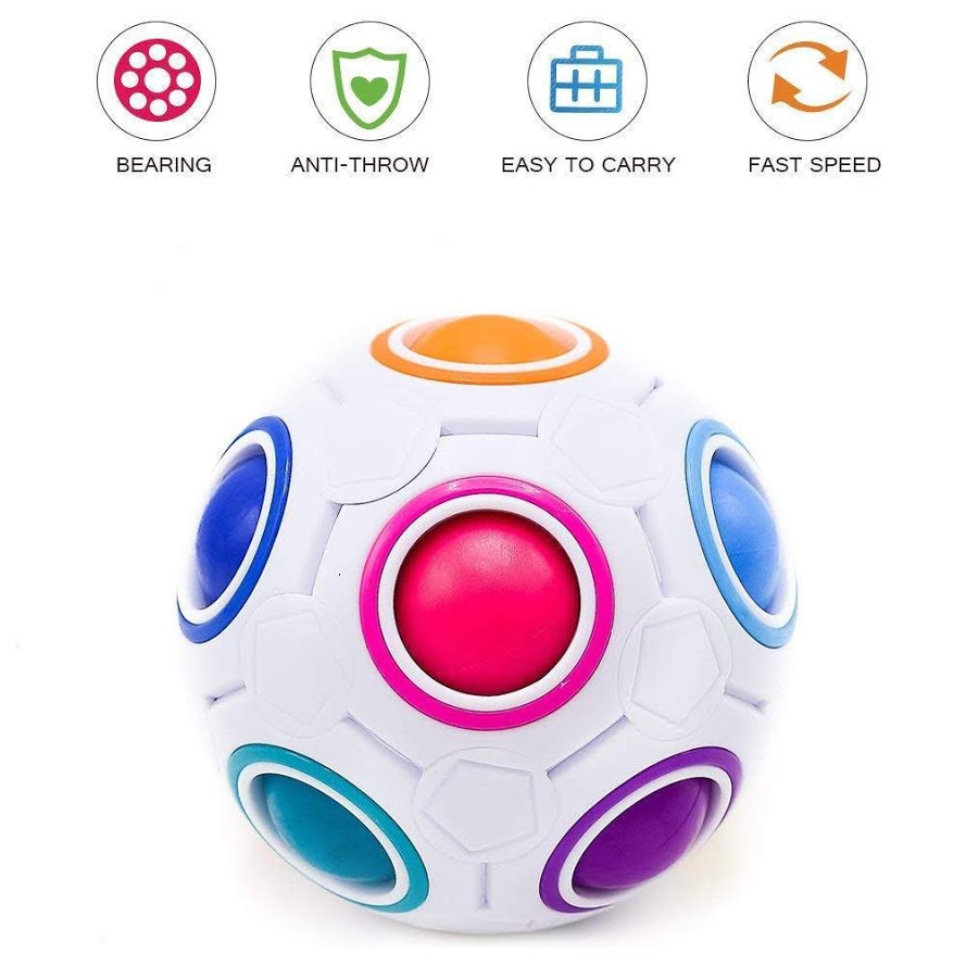 Stress Release Brain Teasers Educational Toy for Kids /& Adults 3D Puzzle Football Design Magic Rainbow Ball Jsdoin Intelligence Magic Cube Ball White