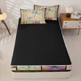 thumbnail image 4 of Erosebridal Retro Patch Dragonfly Art Zipper Queen Comforter Set with Fitted Sheet and 2 Pillowcases,Vintage Floral Zipper Bedding Set For Girls,Black Reversible,4-Piece, 4 of 7