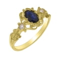 thumbnail image 1 of LBG British Made 14k Yellow Gold Natural Sapphire & Cultured Pearl Womens Statement Ring - 33 size options - Size 9.25, 1 of 8