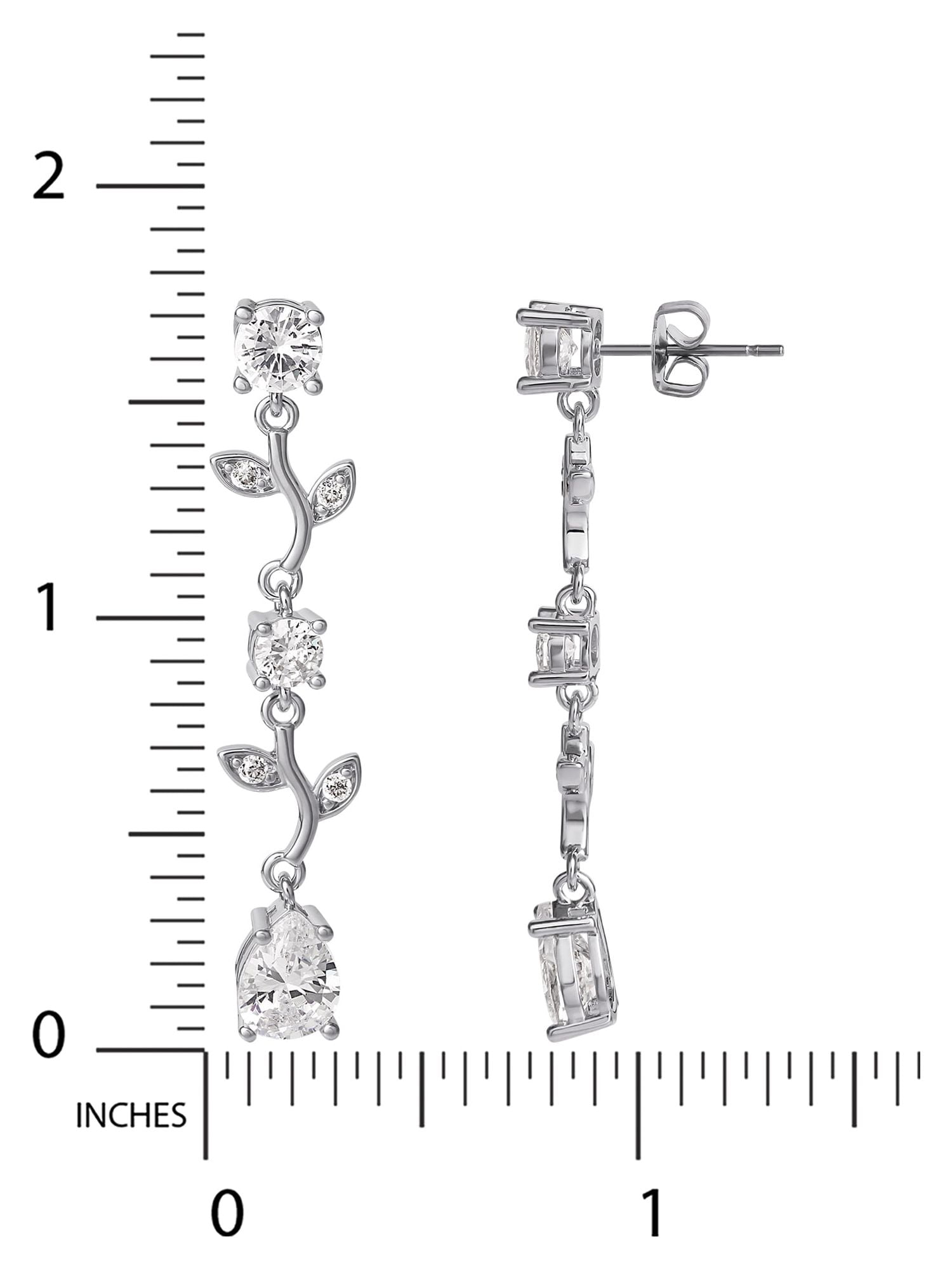 Brilliance Fine- Women's Silver Plated Cubic Zirconia Twig Dangle Earrings