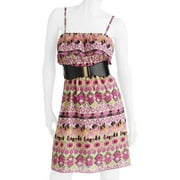 Susie Rose Juniors' Plus Woven Belted Ruffle Tube Dress