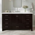 thumbnail image 3 of ARIEL Cambridge 61 Inch Rectangle Sink Vanity With White Quartz Countertop In Espresso, 3 of 7