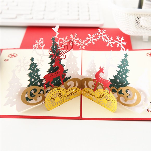 Christmas 3D 3D greeting card customized handmade business blessing card Christmas forest Christmas Eve