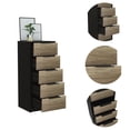 thumbnail image 3 of DEPOT E-SHOP Egeo 5 Drawer Dresser, Vertical Dresser, Black / Light Oak, 3 of 7