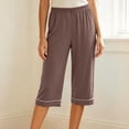 thumbnail image 2 of Bovxnpu Women's Pajama Pants Sleep Lounge Bottoms Cotton Capris Straight Leg Loose Casual Home Wear Pants Sleepwear, 2 of 8