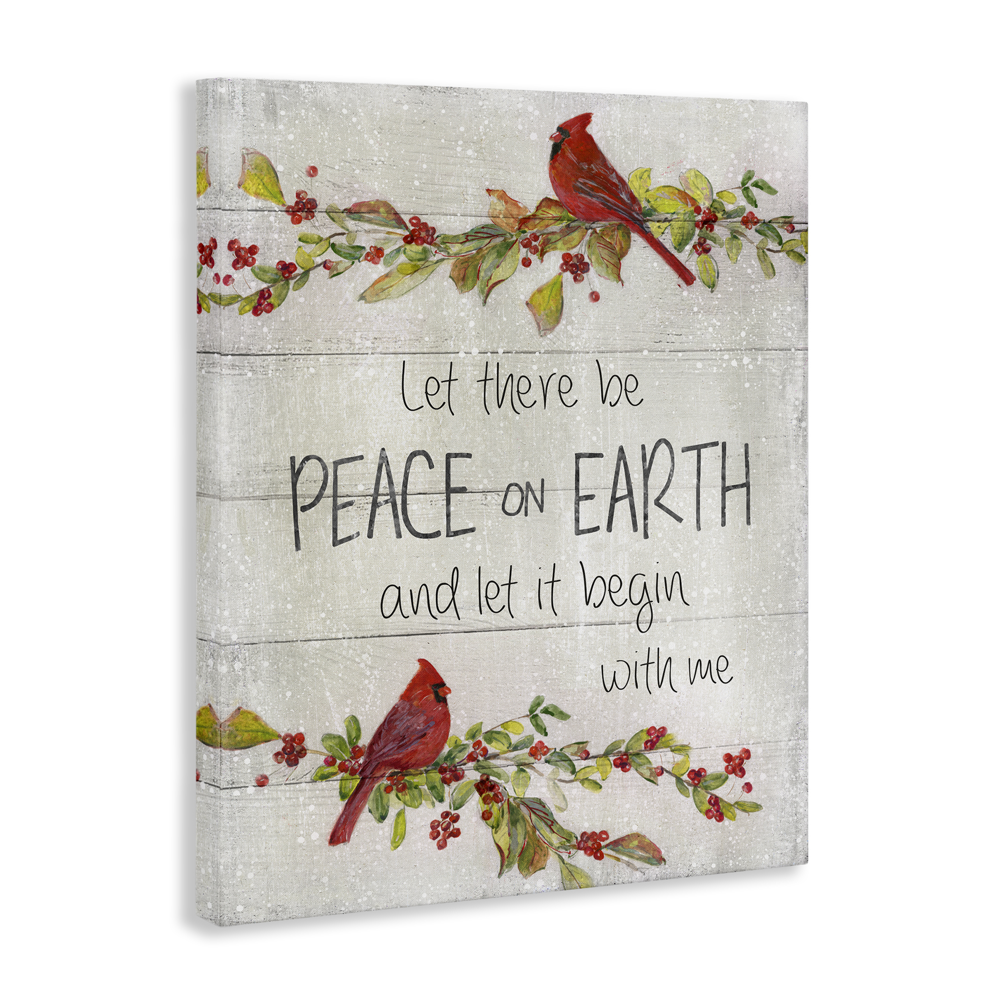 Stupell Industries Peace On Earth With Me Holiday Painting Gallery Wrapped Canvas Art Prints Wall Art, 36 x 48