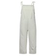 thumbnail image 4 of Femmes Mode Été Combinaison Sans Manches Bande Baggy Poche Coton Lin Playsuit Romper Salopettes, 4 of 6