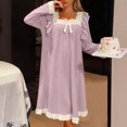 thumbnail image 6 of Plus Size Nightgowns for Women,Lace Nightdress Cute Ribbed Square Neck Maxi Length Sleepwear,Valentines Day Gifts for Her, 6 of 6