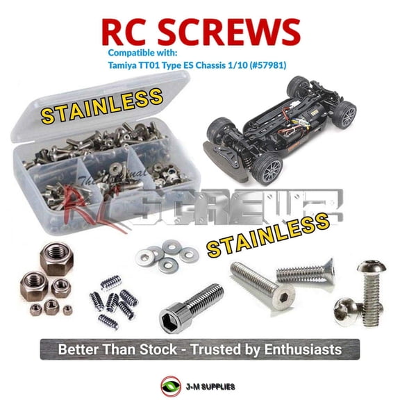 RCScrewZ Stainless Steel Screw Kit tam037 for Tamiya TT01 Type ES #57981 RC Car | SET