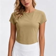 thumbnail image 6 of Purcolt Womens Crop Athletic Tops Lightweight Casual Crewneck Short Sleeve Cross Cut Out Back Shirts Comfort Loose Fit Sport Tee Shirt for Workout Running Gym, 6 of 8