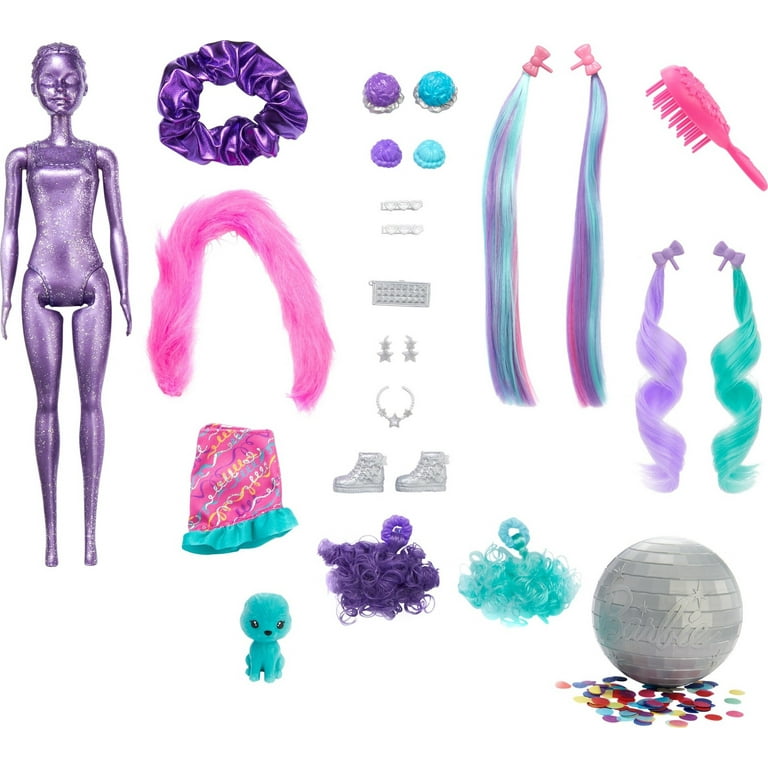 Barbie Color Reveal Glitter! Hair Swaps Doll, Glittery Purple with