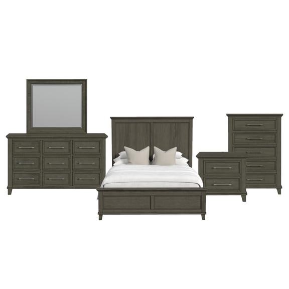 Henrik Full Panel 5PC Bedroom Set in Grey
