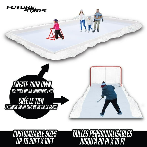 Patinoire d'arrière-cour Future Stars - Cadre, bâche et piquets enterrés - Personnalisez la taille jusqu'à 20' x 10'!