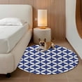 thumbnail image 2 of Retro Rhombus Round Area Rug 8Ft Washable Large Circle Rugs for Living Room Dorm, Morocco Abstract Geometric Art Navy Blue Non-Slip Carpet Floor Mats Indoor Outdoor Carpet Runner Aesthetic Home Decor, 2 of 8