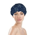 thumbnail image 3 of Balery Snowflake Dark Blue Shower Caps, Double Layer Waterproof Shower Cap, Double Layers Reusable Shower Cap With Soft Comfortable For Long Thick Hair Soft Bath Shower Hair Caps, 3 of 9