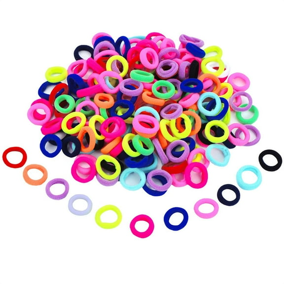 Mini Hairbands for Kids,Elastic Ponytail Holders,Small Seamless Hair Bands,Cotton Toddler Hair Ties for Girls,Tiny Soft Rubber Bands,Random Colors Hair Accessories,for Home School 100PCS