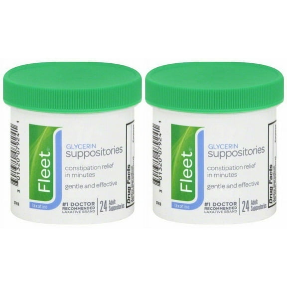 Fleet Laxative Glycerin Suppositories For Adult Constipation, 24 Ct, 2-Pack