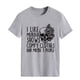thumbnail image 3 of Camiseta de manga corta gris claro de moda para mujer con estampado negro, cuello redondo, corte informal, talla M, 3 of 6