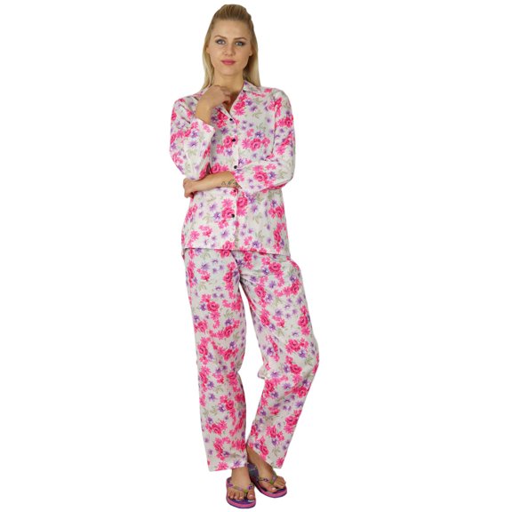 Bimba Women Rayon Night Wear Pajama Set Printed Full Sleeve Shirt with Pyjamas