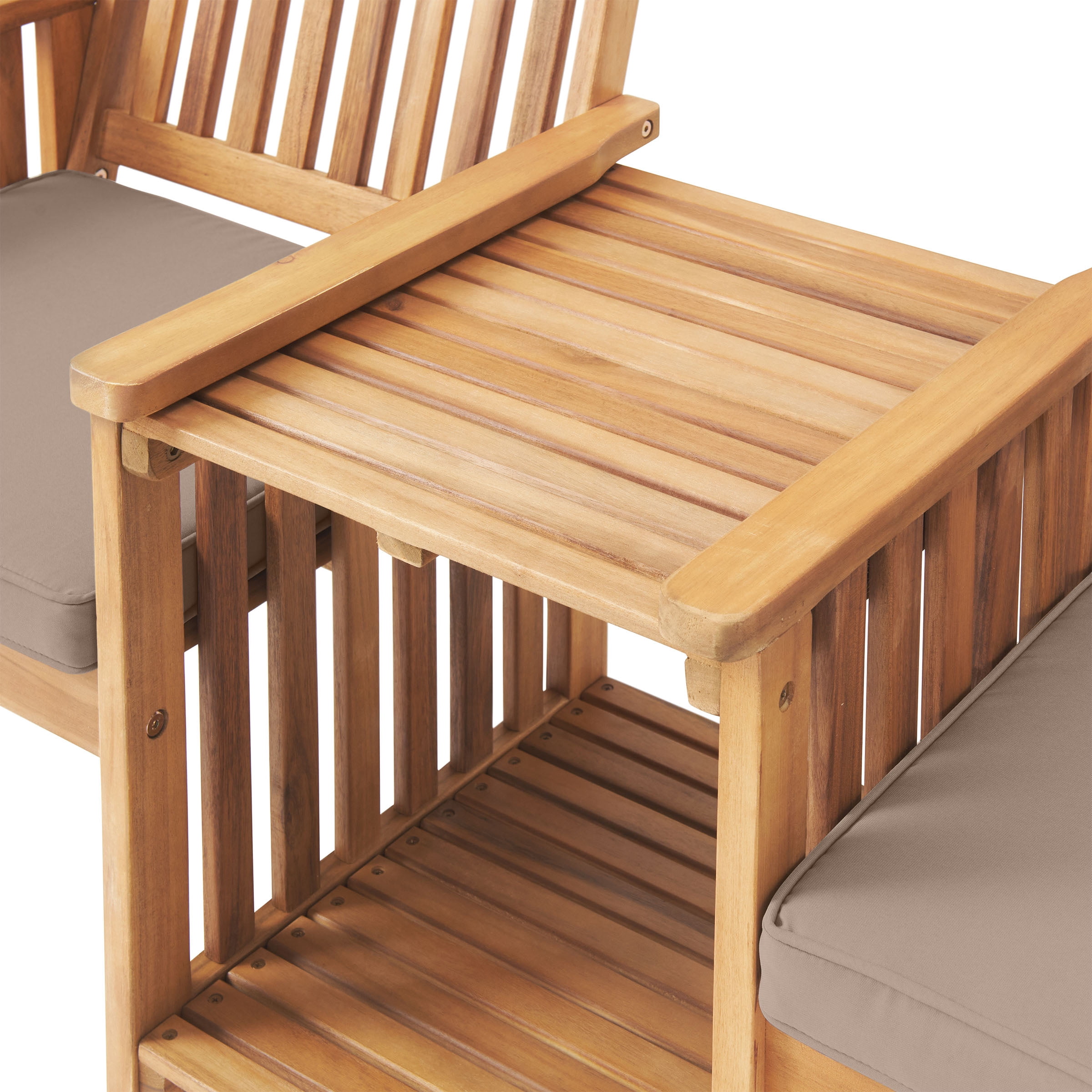 Alaterre Furniture Bristol Acacia Wood Outdoor Double Seat Bench with Attached Table, Natural