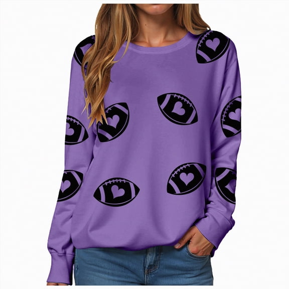 Godom Womens Sweatshirts Crewneck Rugby Printed Long Sleeve Tops Oversized Pullover Sweatshirt for Women