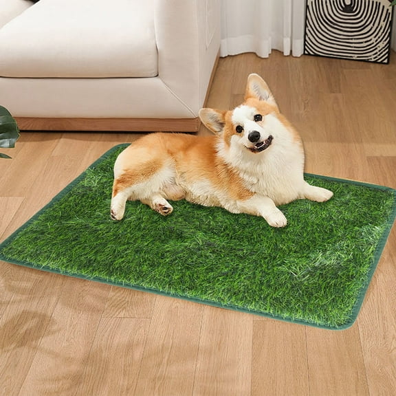 Blukids Dog Grass Pad with Tray, Artificial Turf Dog Grass Pee Pad Potty Training for Indoor Outdoor Use, Washable Replacement Potty Mat for Puppy and Small Pet, 18 x 28 inch