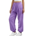 thumbnail image 2 of Sentuca Womens Sweatpants Jogger Solid Color Elastic Bottom Pants with Pockets Fashion Workout Baggy Trousers Purple S, 2 of 7