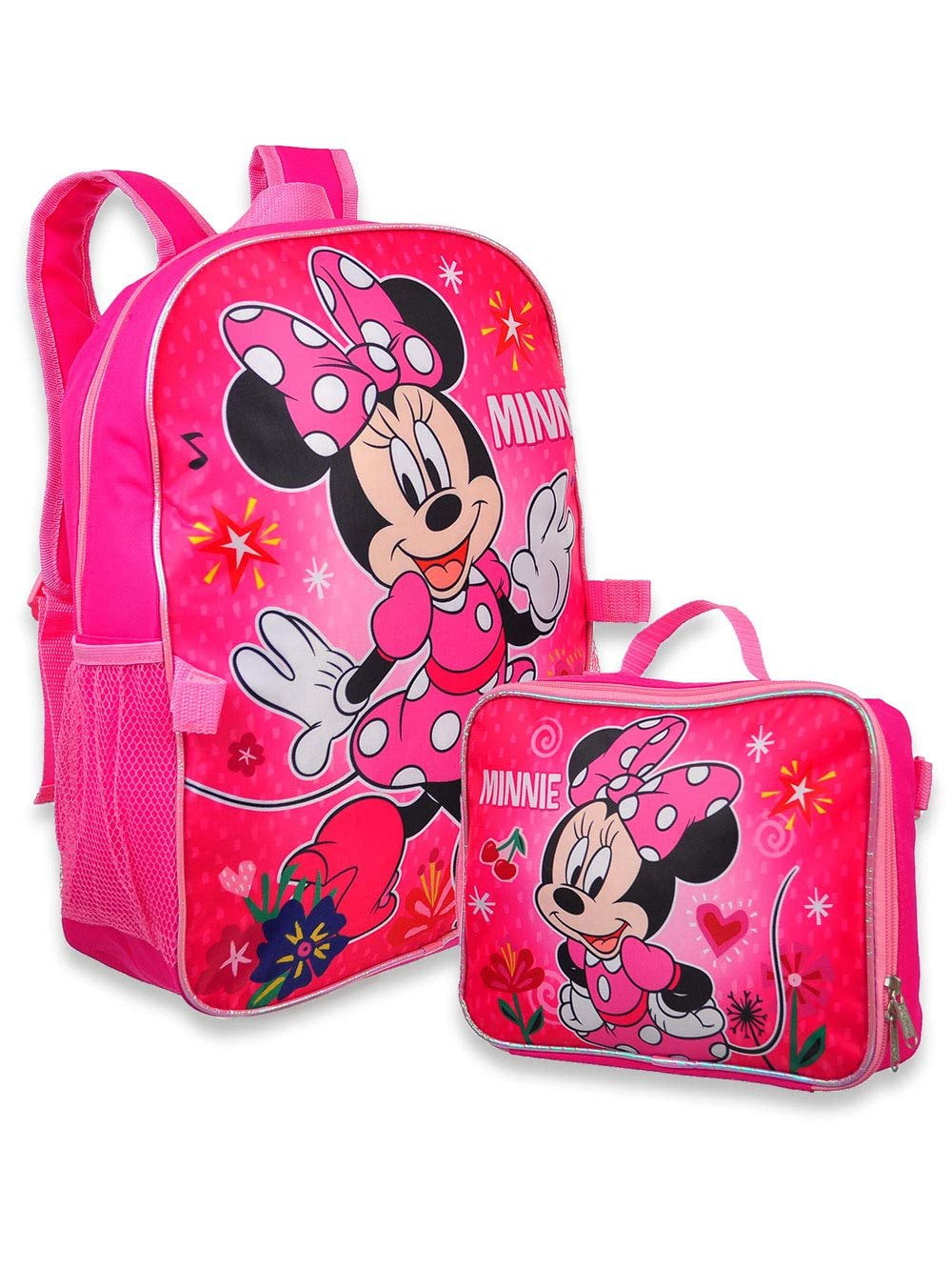 Disney Minnie Mouse Girl's 16" Backpack W/Detachable Lunch Box