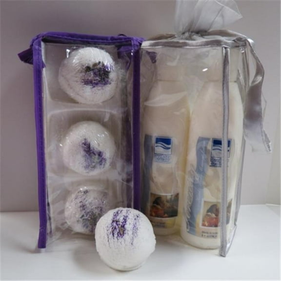 Dead Sea Spa Care DeadSea-BBTLP02 3 Pack Lavender Pomegranates Bubble Bath Truffles, 2 Pack 8 oz Serenity Hand & Body Massage Lotion