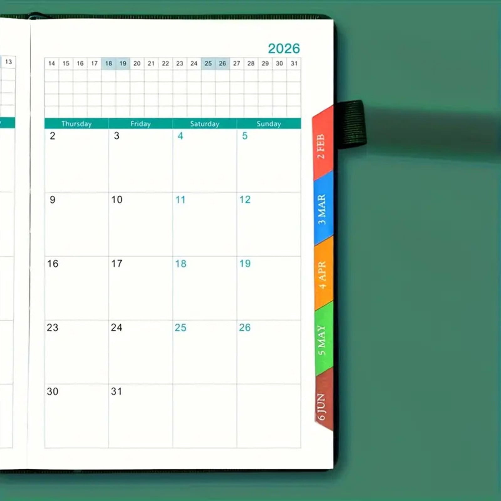 2026 Planner Notebook- Academic Weekly & Monthly Planner 2026 with Monthly Tabs, Jan.2026 - Dec.2026, Diary Book with Hard Cover, Perfect for Home Planing & Office Schedule, 1Pc(Green,8.2x5.8")